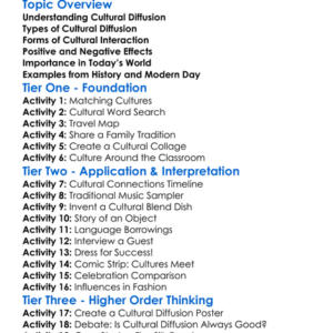 Cultural Diffusion And Interaction Worksheet Activity Booklet