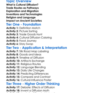 Cultural Diffusion In Ancient Times Worksheet Activity Booklet