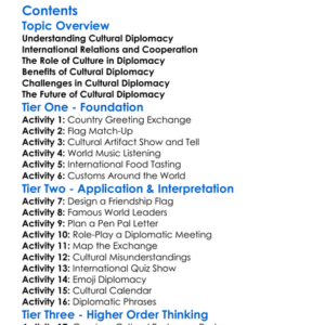 Cultural Diplomacy And International Relations Worksheet Activity Booklet