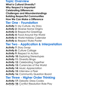 Cultural Diversity And Respect Worksheet Activity Booklet