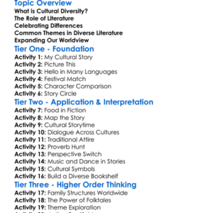 Cultural Diversity In Literature Worksheet Activity Booklet