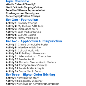 Cultural Diversity In Media Worksheet Activity Booklet