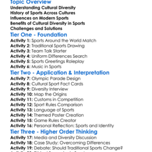 Cultural Diversity In Sports Worksheet Activity Booklet