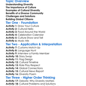 Cultural Diversity Worksheet Activity Booklet
