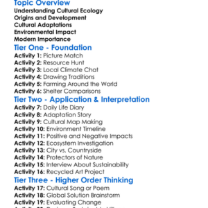 Cultural Ecology Worksheet Activity Booklet
