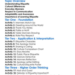 Cultural Etiquette And Manners Worksheet Activity Booklet