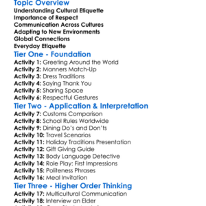 Cultural Etiquette Worksheet Activity Booklet
