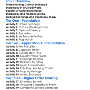 Cultural Exchange And Diplomacy Worksheet Activity Booklet