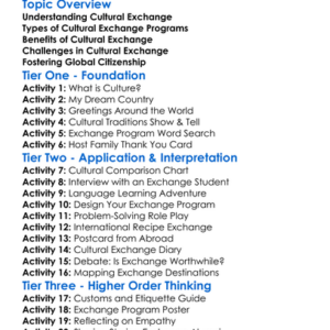 Cultural Exchange Programs Worksheet Activity Booklet