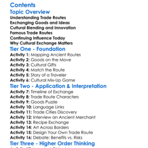 Cultural Exchange Through Trade Routes Worksheet Activity Booklet