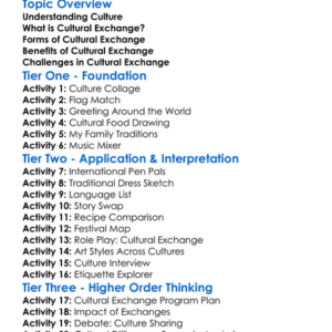 Cultural Exchanges Worksheet Activity Booklet