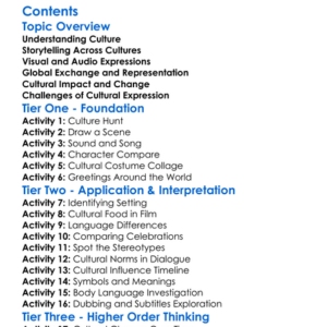 Cultural Expressions In Film And Television Worksheet Activity Booklet