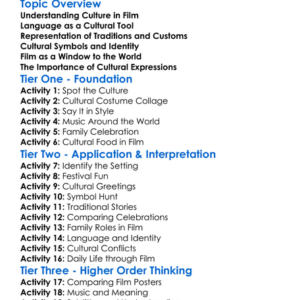Cultural Expressions In Film Worksheet Activity Booklet