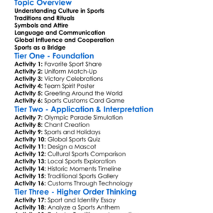 Cultural Expressions In Sports Worksheet Activity Booklet