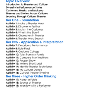 Cultural Expressions In Theater Worksheet Activity Booklet