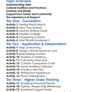 Cultural Expressions Of Grief Worksheet Activity Booklet