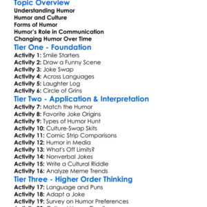 Cultural Expressions Of Humor Worksheet Activity Booklet
