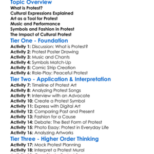 Cultural Expressions Of Protest Worksheet Activity Booklet