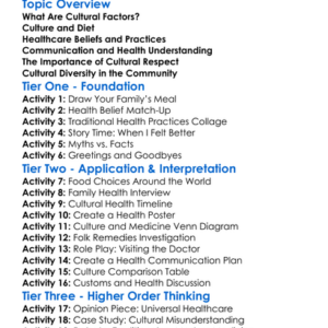 Cultural Factors In Health Worksheet Activity Booklet