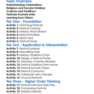 Cultural Festivals And Holidays Worksheet Activity Booklet