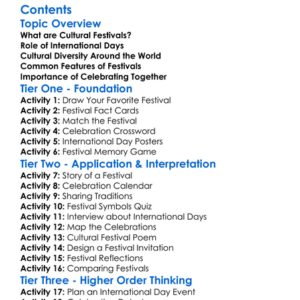Cultural Festivals And International Days Worksheet Activity Booklet