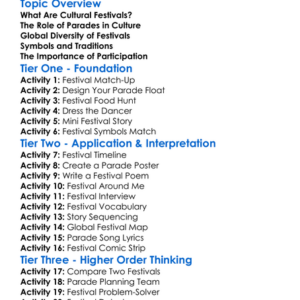 Cultural Festivals And Parades Worksheet Activity Booklet