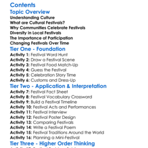 Cultural Festivals In Local Communities Worksheet Activity Booklet