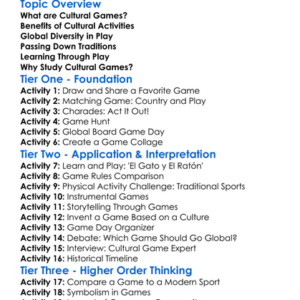 Cultural Games And Activities Worksheet Activity Booklet