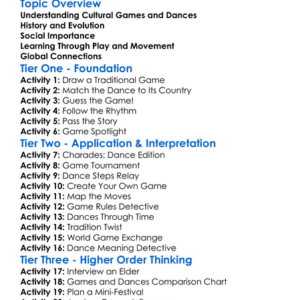 Cultural Games And Dances Worksheet Activity Booklet