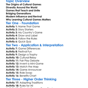 Cultural Games And Sports Worksheet Activity Booklet