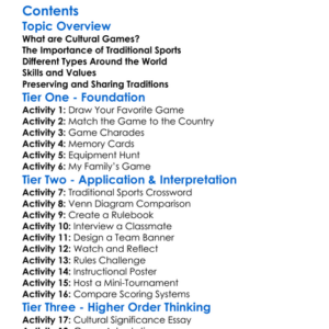 Cultural Games And Traditional Sports Worksheet Activity Booklet