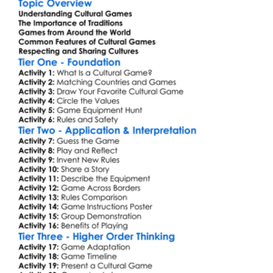 Cultural Games Worksheet Activity Booklet