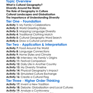 Cultural Geography And Diversity Worksheet Activity Booklet