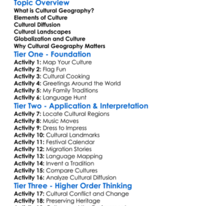 Cultural Geography Worksheet Activity Booklet