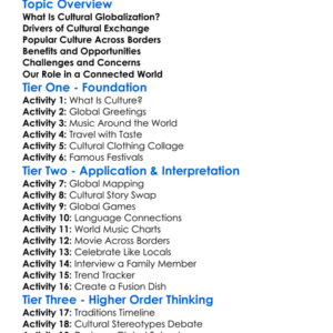 Cultural Globalization Worksheet Activity Booklet