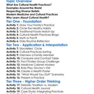 Cultural Health Practices Worksheet Activity Booklet