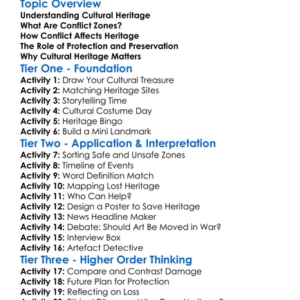 Cultural Heritage In Conflict Zones Worksheet Activity Booklet