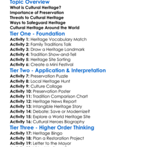 Cultural Heritage Preservation Worksheet Activity Booklet