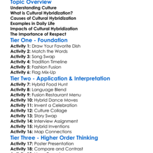 Cultural Hybridization Worksheet Activity Booklet