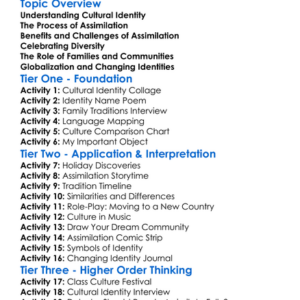 Cultural Identity And Assimilation Worksheet Activity Booklet