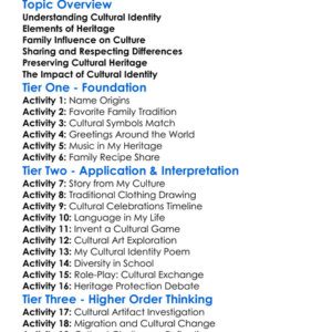 Cultural Identity And Heritage Worksheet Activity Booklet