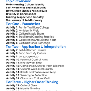 Cultural Identity And Self-Awareness Worksheet Activity Booklet