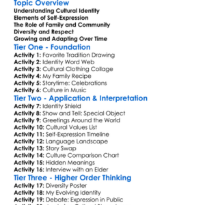 Cultural Identity And Self-Expression Worksheet Activity Booklet