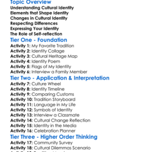 Cultural Identity And Self Worksheet Activity Booklet