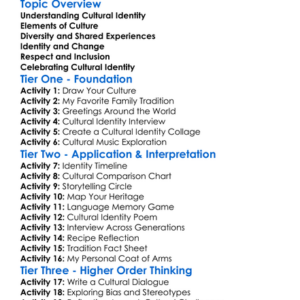 Cultural Identity Worksheet Activity Booklet