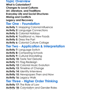 Cultural Impact Of Colonialism Worksheet Activity Booklet