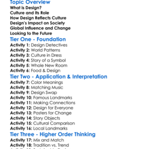 Cultural Impact Of Design Worksheet Activity Booklet