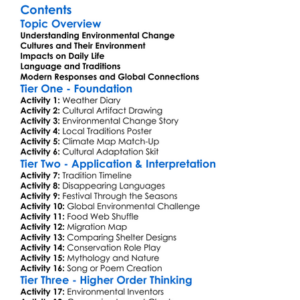 Cultural Impact Of Environmental Change Worksheet Activity Booklet