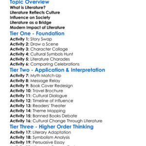 Cultural Impact Of Literature Worksheet Activity Booklet