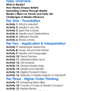 Cultural Impact Of Media Worksheet Activity Booklet
